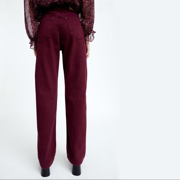 Zara Jeans Zara High Rise Full Length Burgundy Jeans Poshmark